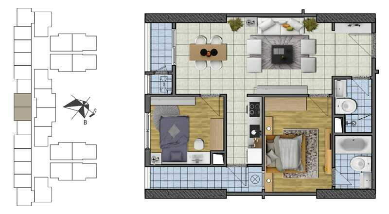 Mặt bằng căn hộ số 12(tầng 26-32) chung cư Goldsilk